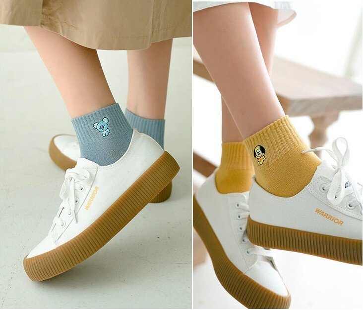 BTS Bangton Boys KPOP Cute Cartoon Cotton Socks Women Girls Army 8 Pair