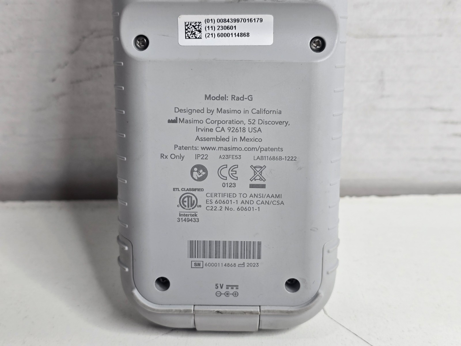 Masimo Rad-G Pulse Oximeter Power Tested No Display