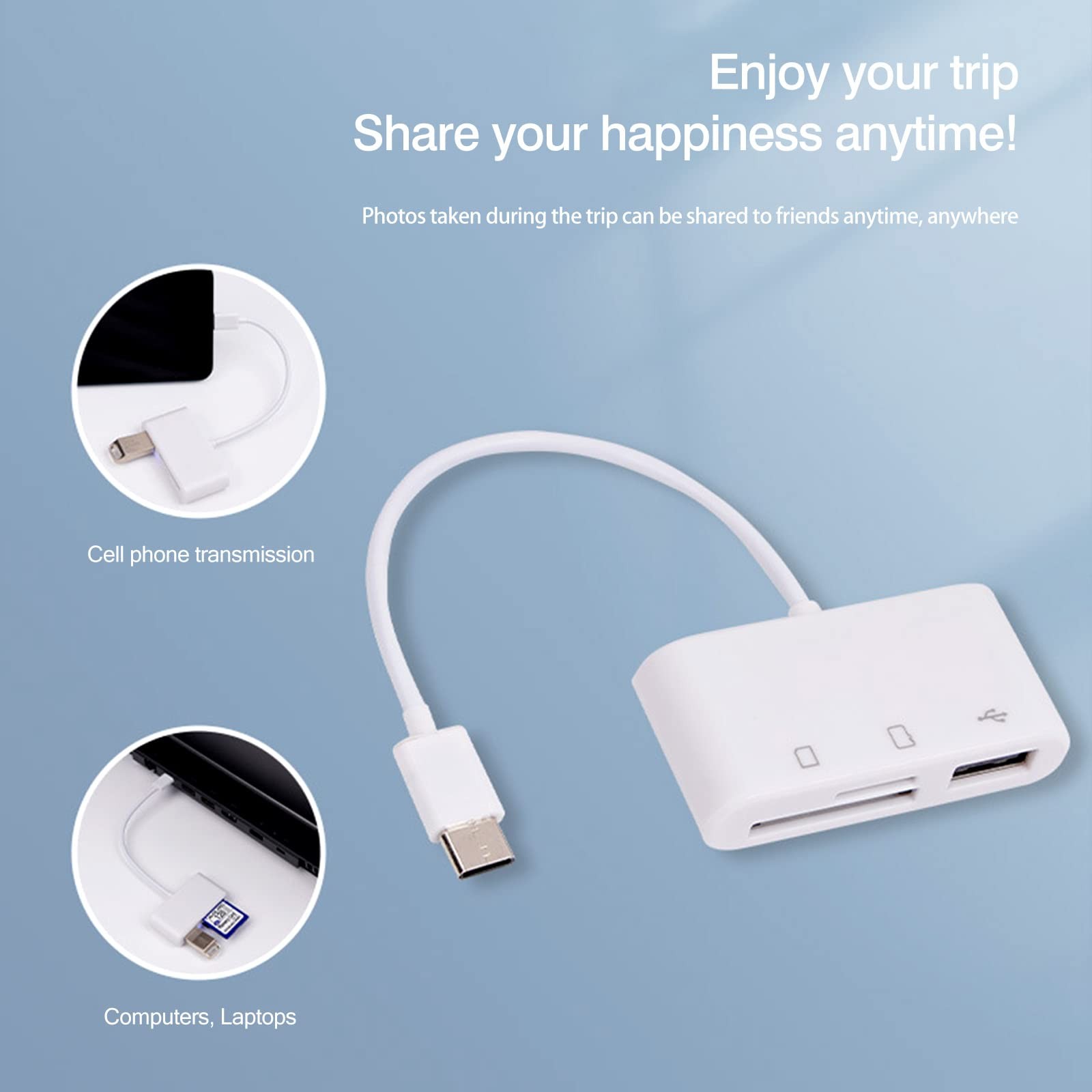 [2 Pack] SD Card Reader for Android, Micro to USB Adapter, White