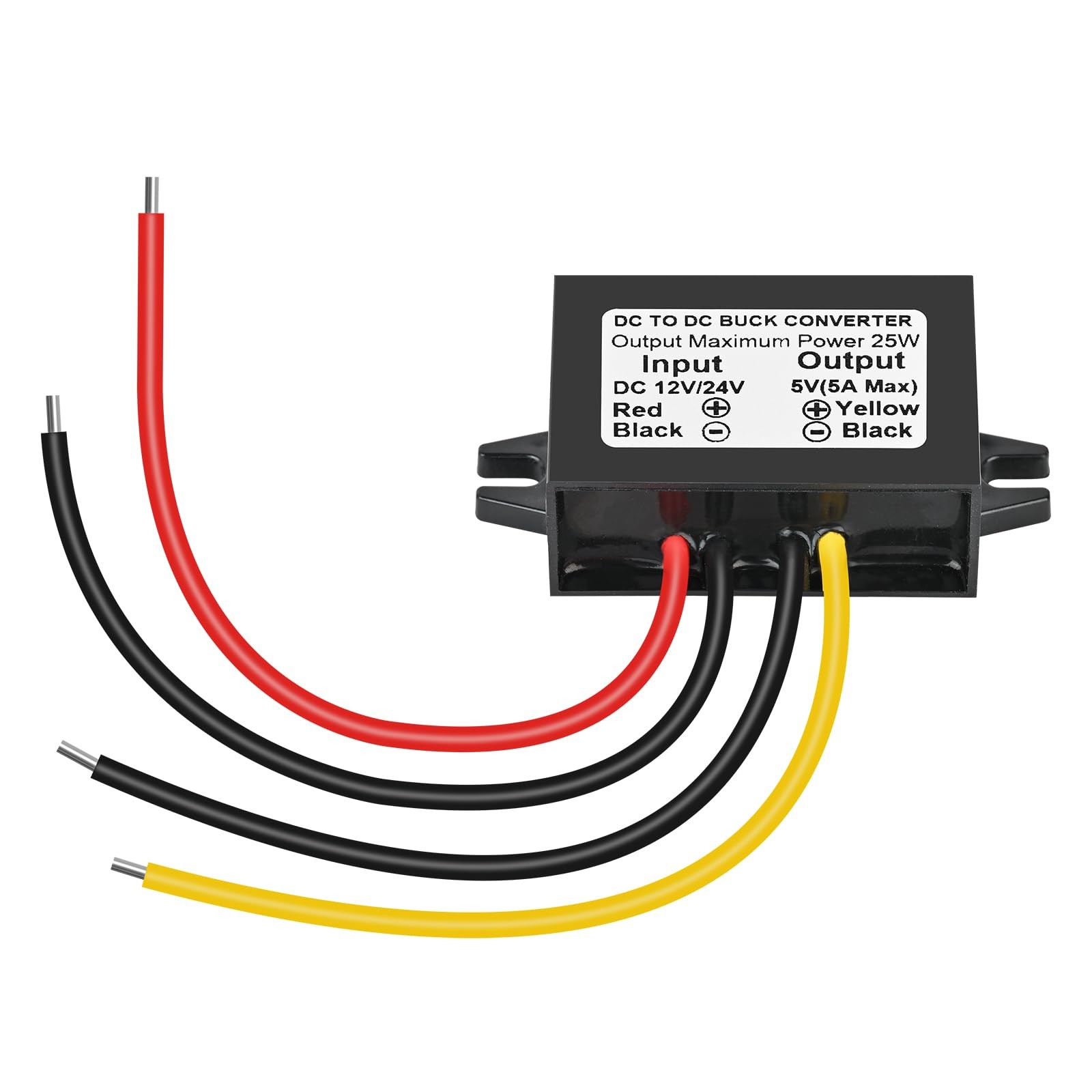 DC 12V/24V to 5V 5A 25W Step Down Converter, DC-DC Voltage Reducer Regulated ...