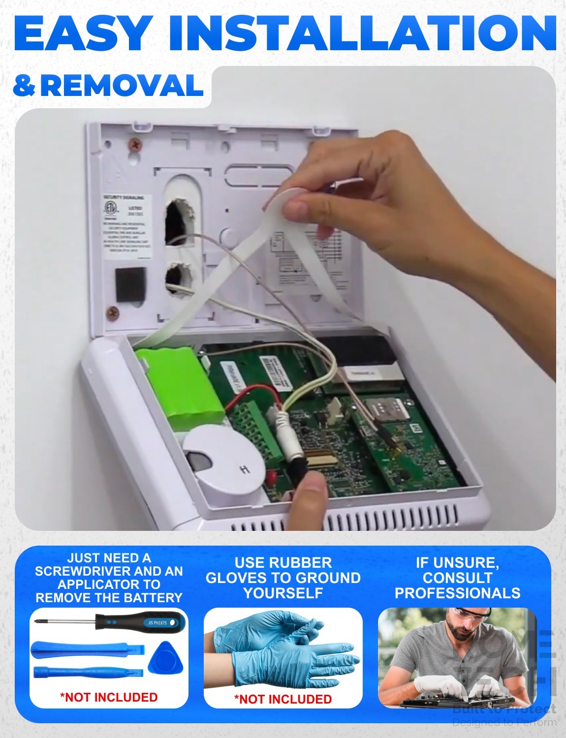 Battery Replace for 2GIG Alarm System Panel 2GIG Go Control Panels 2000 mAh