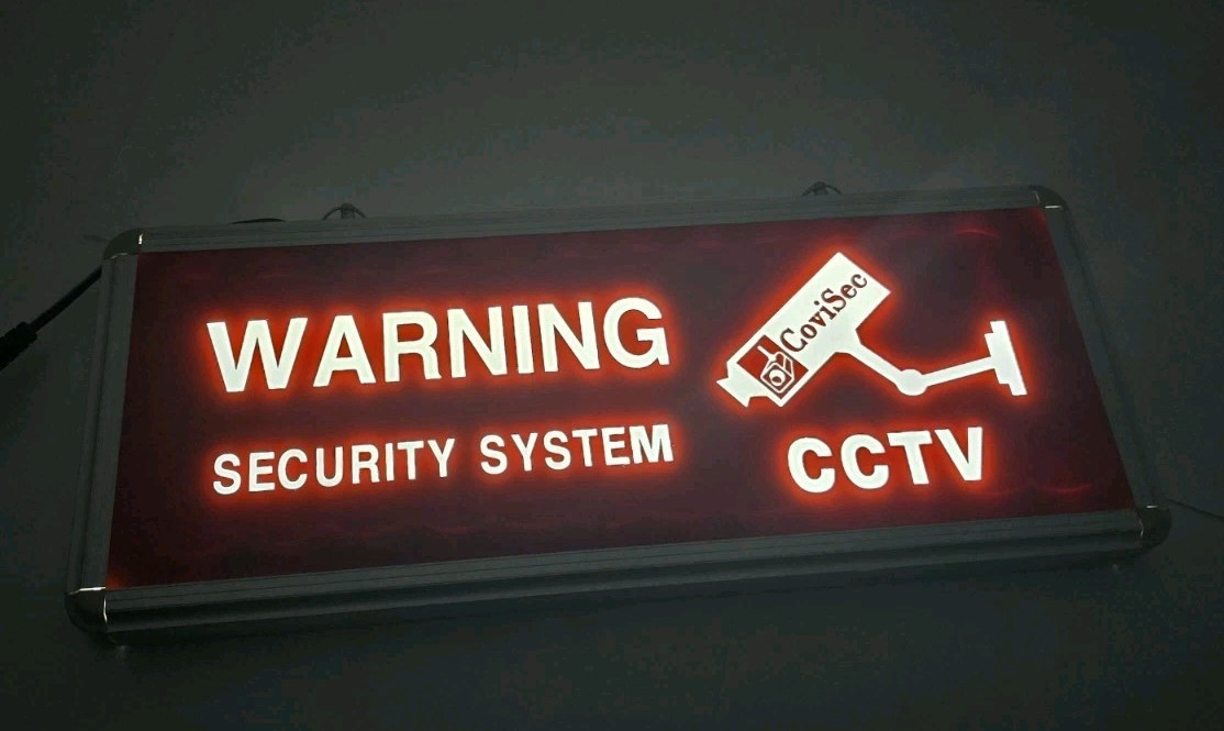 CCTV Warning Security System Lighted Security Camera Sign No Power Supply