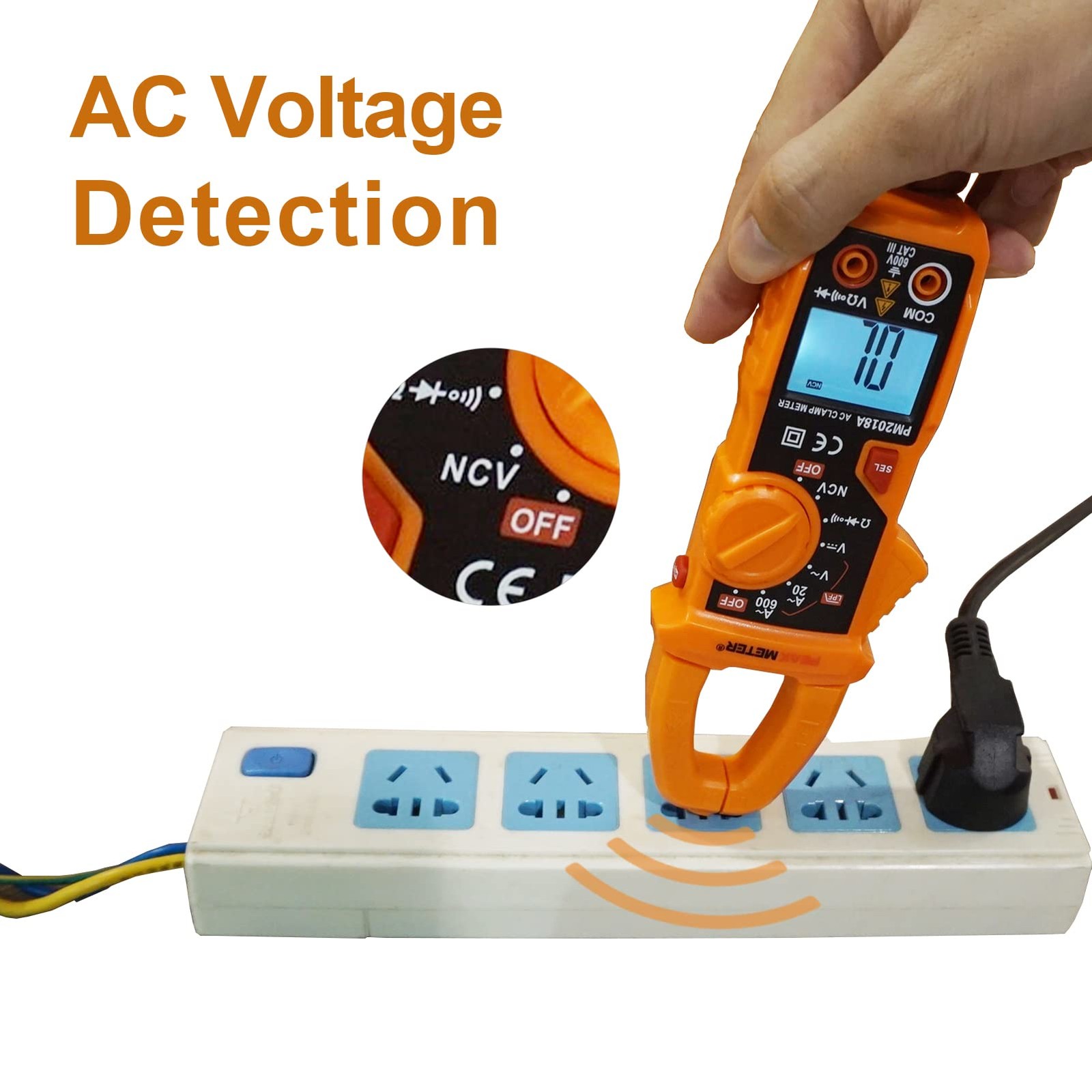 Digital Clamp Meter Auto-Ranging Multimeter Amp Voltage Tester Measure Orange