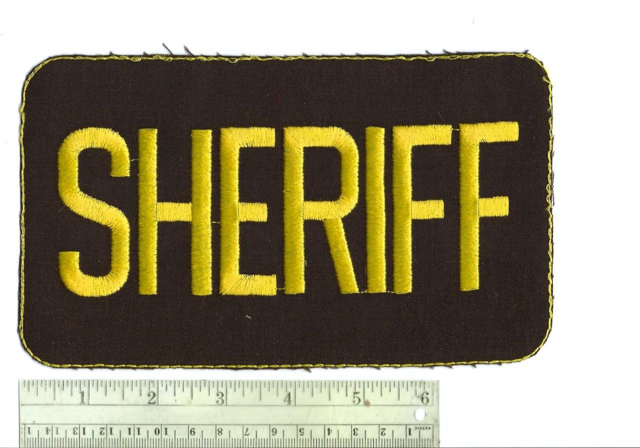 SHERIFF - 7.5" X 4.5" jacket patch *gold on brown* - NEW! Law Enforcement