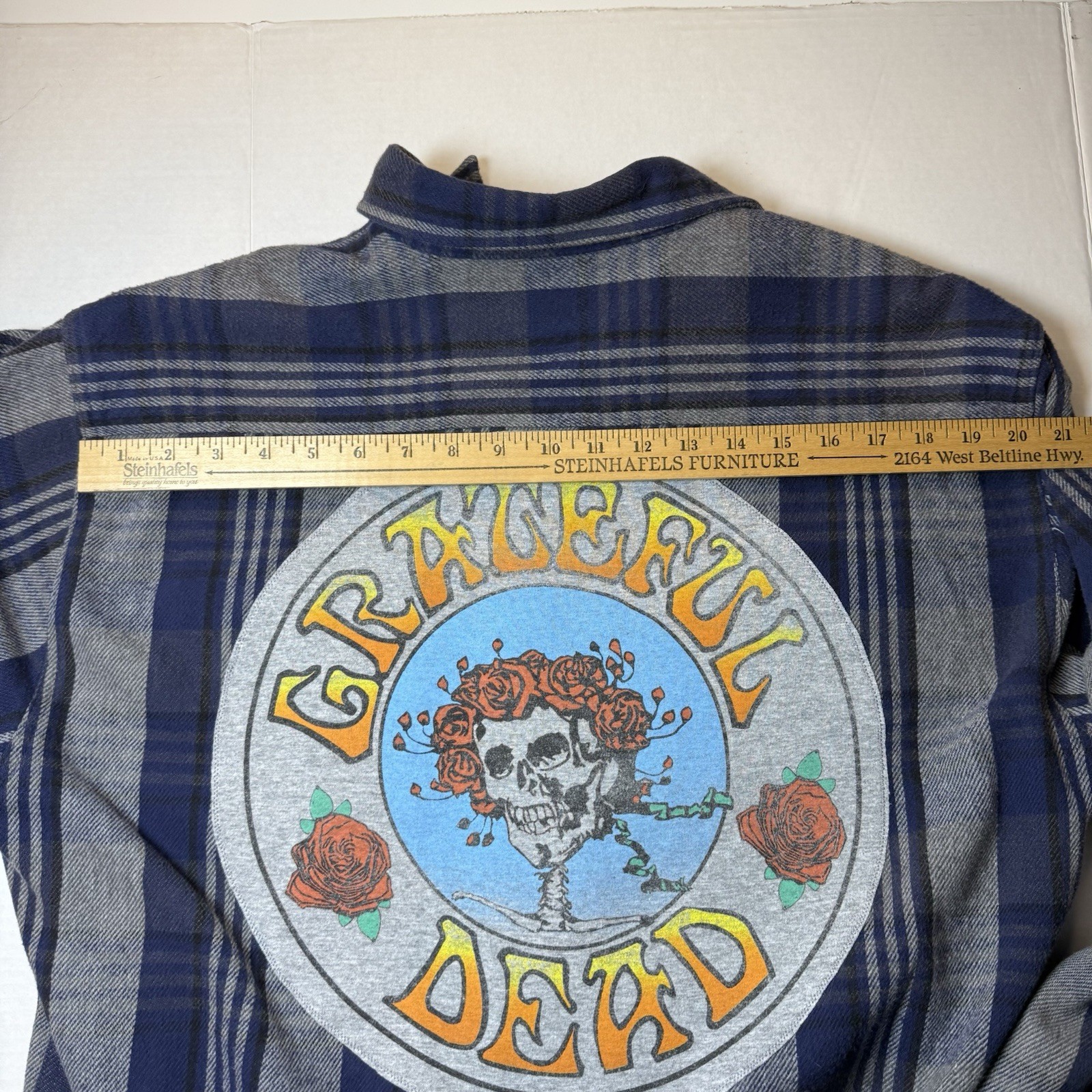 Grateful Dead Upcycled Back Patch Heavy Weight Shacket Shirt Jacket Large