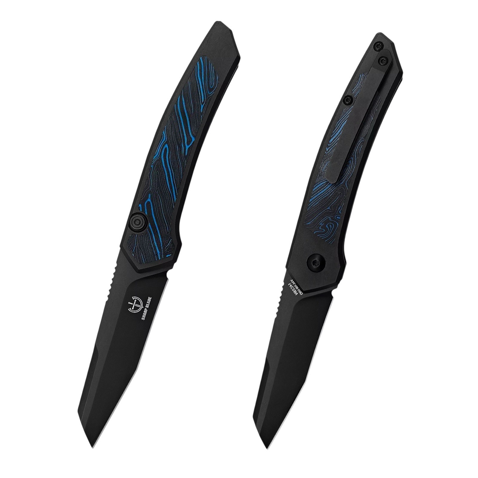 Sharp Blade Viper EDC Folding Knife 9Cr18MoV Black PVD Aluminum Handle