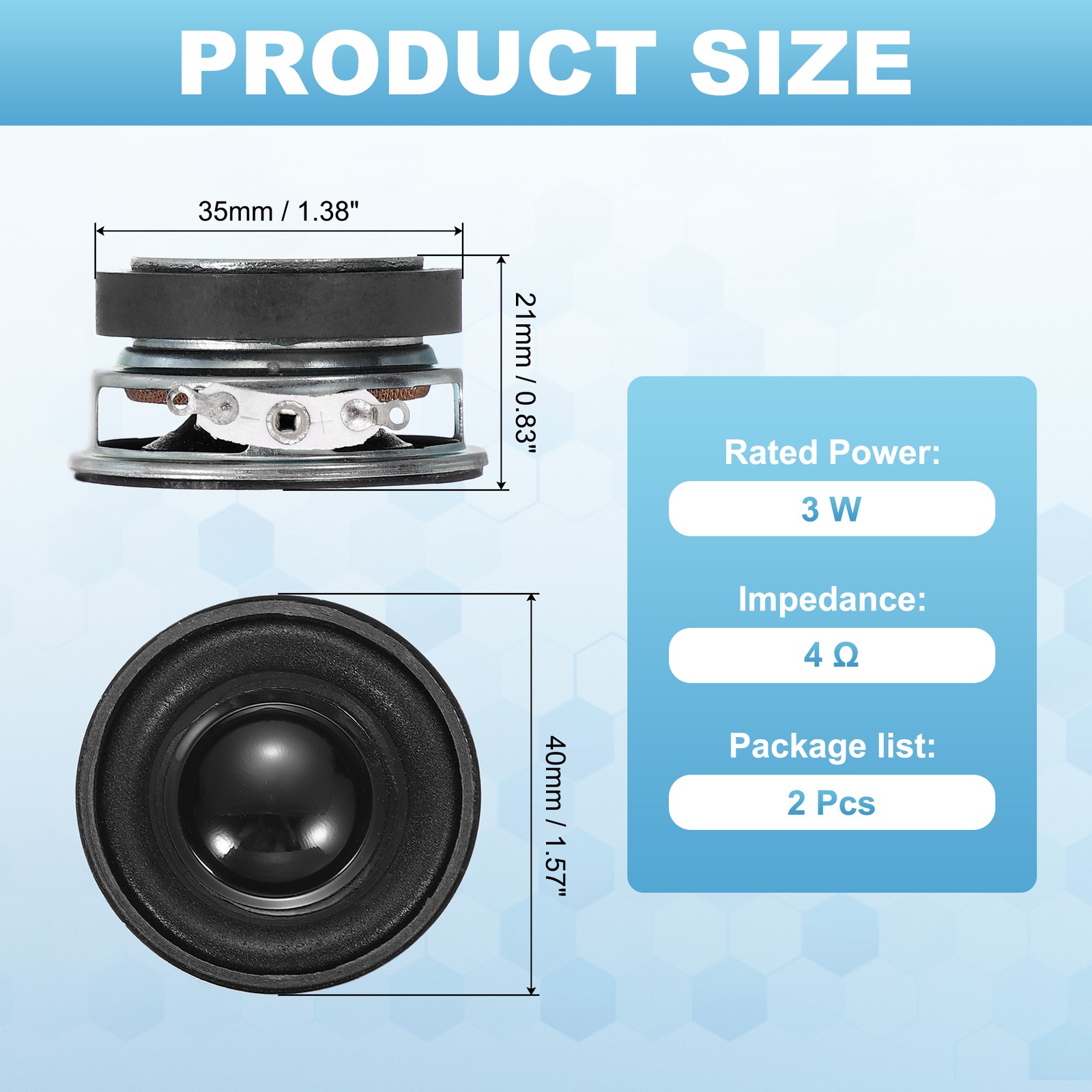 2Pcs 3W 4Ohm Small Speakers Square Micro External Magnet Speaker 40x35mm Black