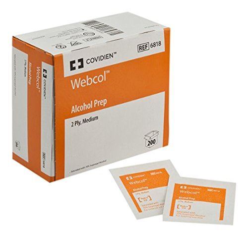 COVIDIEN 6818pk6 6818 Webcol Alcohol Prep, Sterile, Medium, 2-Ply, 4.3" Height,