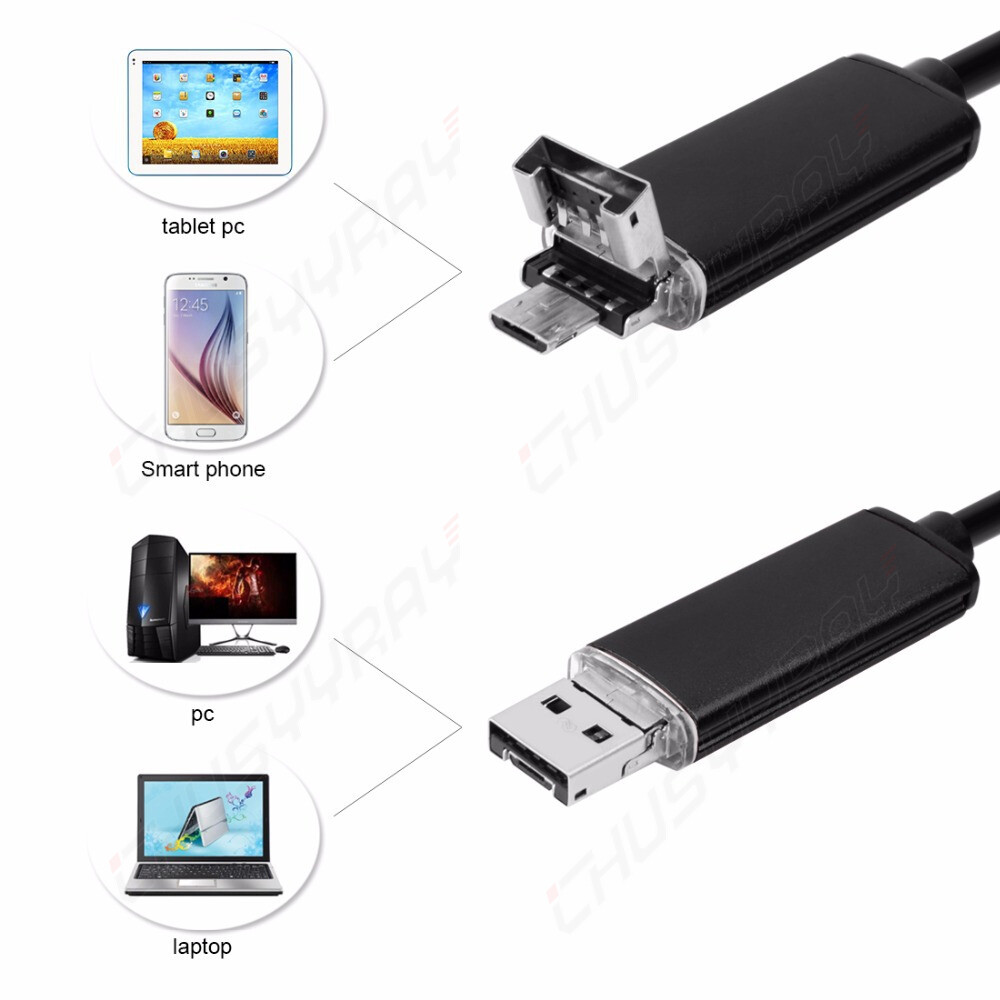 7mm 2in1 Waterproof USB Endoscope Borescope Snake Inspection Camera Android PC