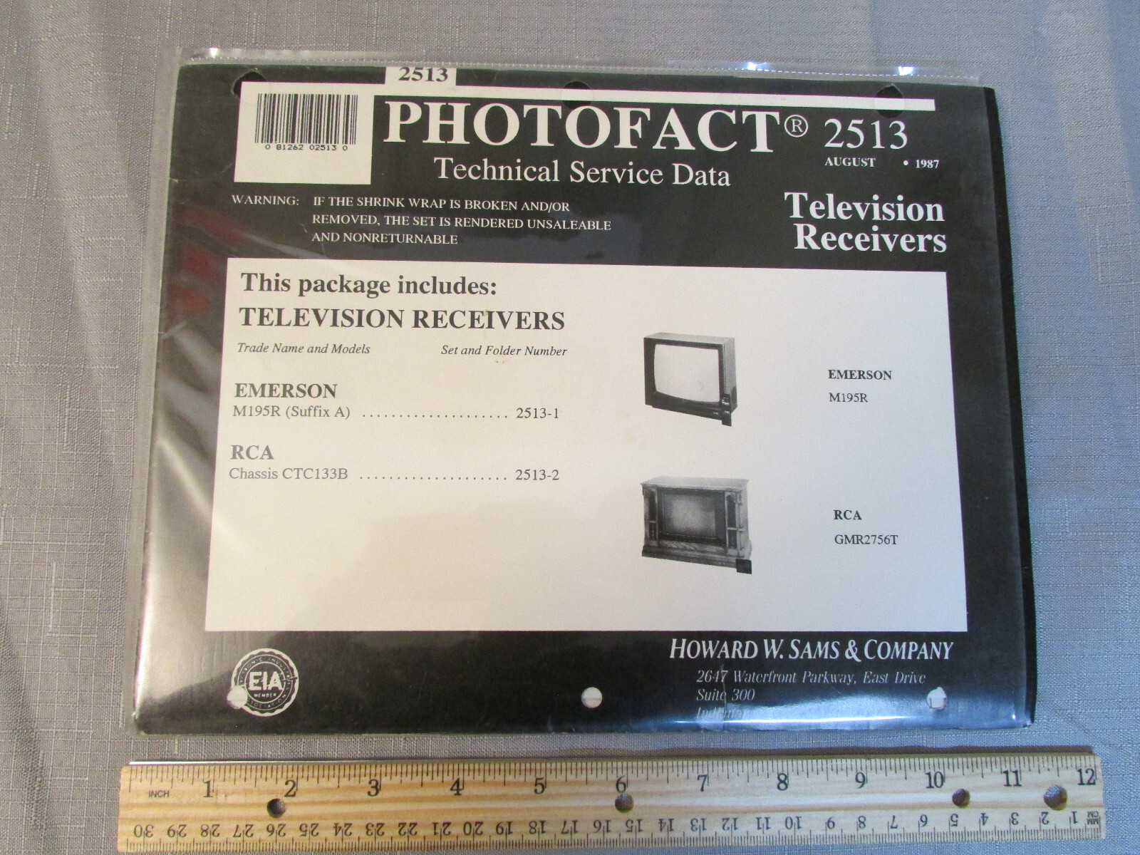 Sams Photofact 2513-1 August 1987 Includes Emerson M195R and RCA CTC133B