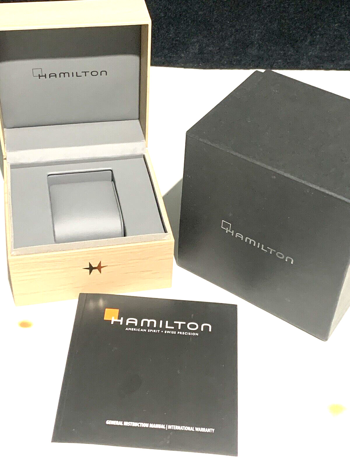 Hamilton Watch Presentation Brown Cardboard Box Display Empty With Booklet