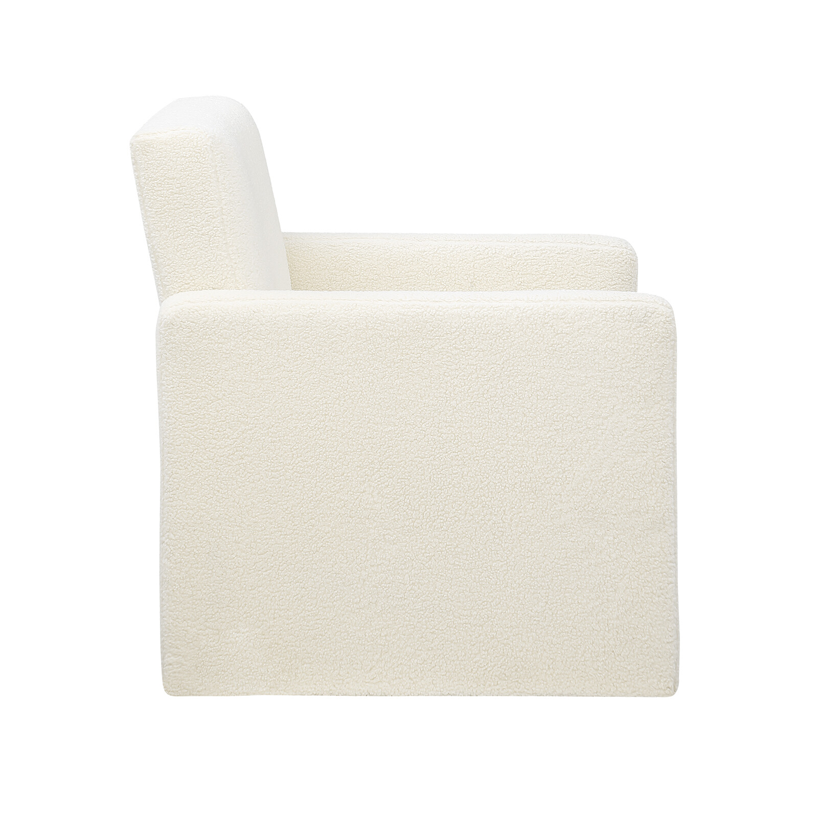 Modern Single Sofa Chair with Armrests Lambs Wool Fabric Accent Arm Chair White