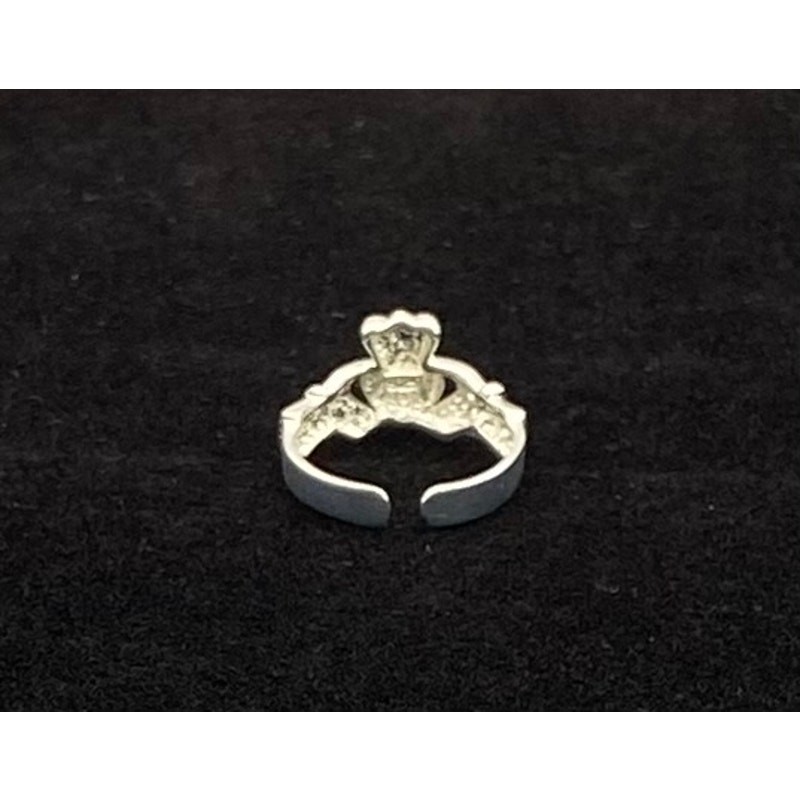 Sterling Silver Irish Claddagh Toe Ring Adjustable Size 3.75 New