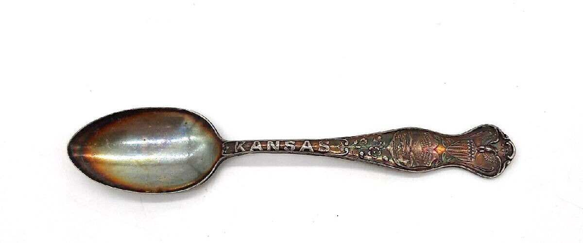 Oneida Community A1X Kansas Souvenir Silverplate Teaspoon Ad Astra Per Asper