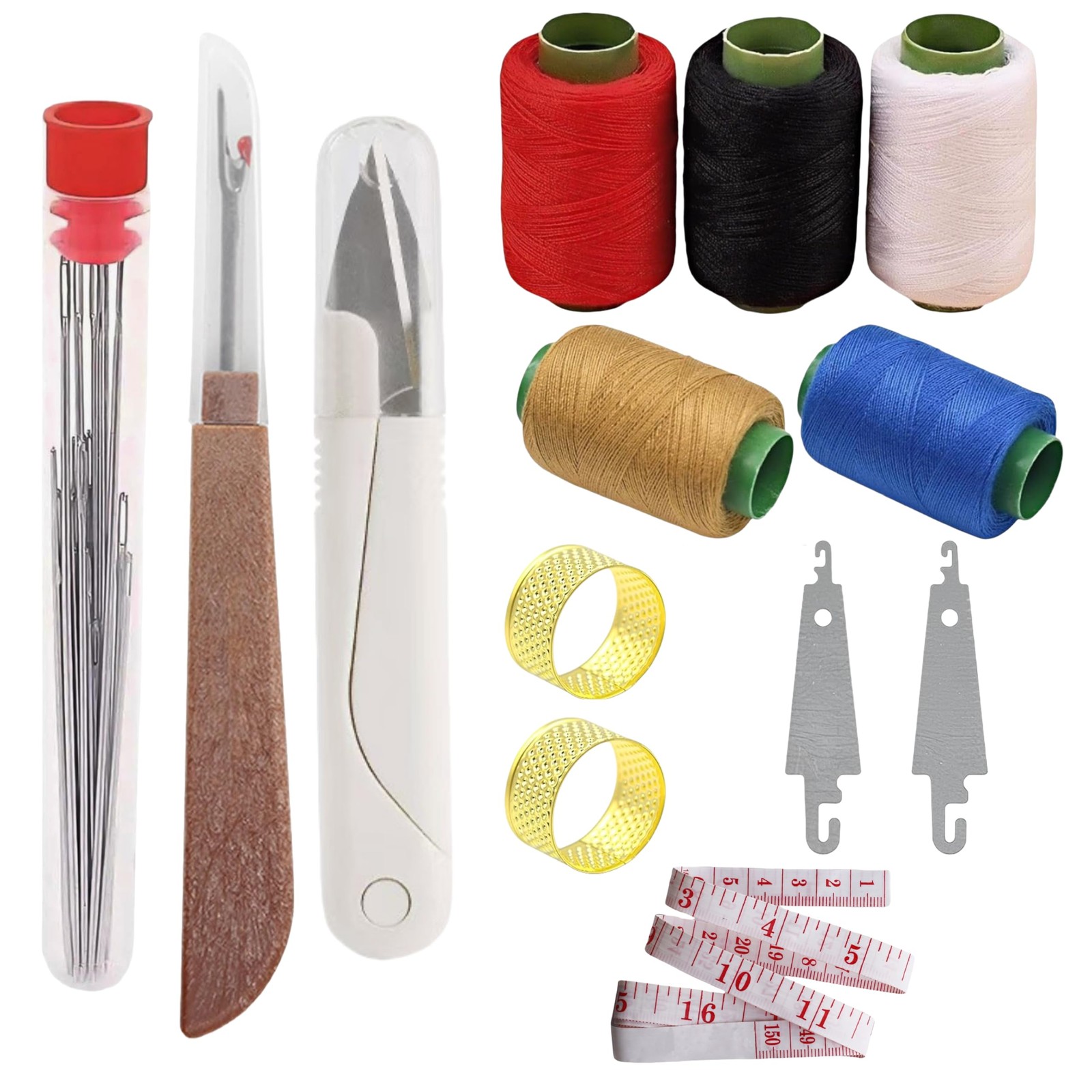 38Pcs Large Eye Sewing Needles Kit with Threader Seam Ripper Thimbles Repair Set