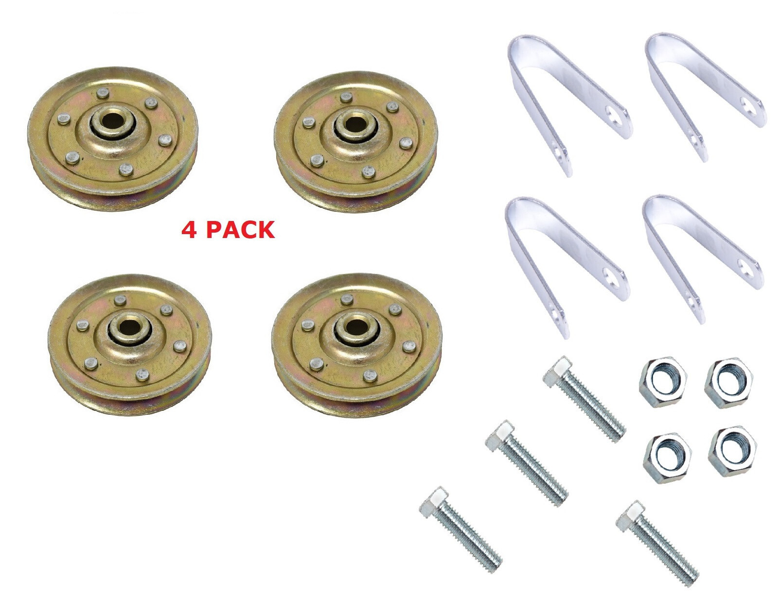 Extension Spring 3" Sheave Pulley Kit with Screws, Nuts and Straps Garage Door