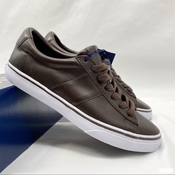 Polo Ralph Lauren DARK CHOCOLATE Sayer SK-VLC Leather Shoes, 10D, NWOB