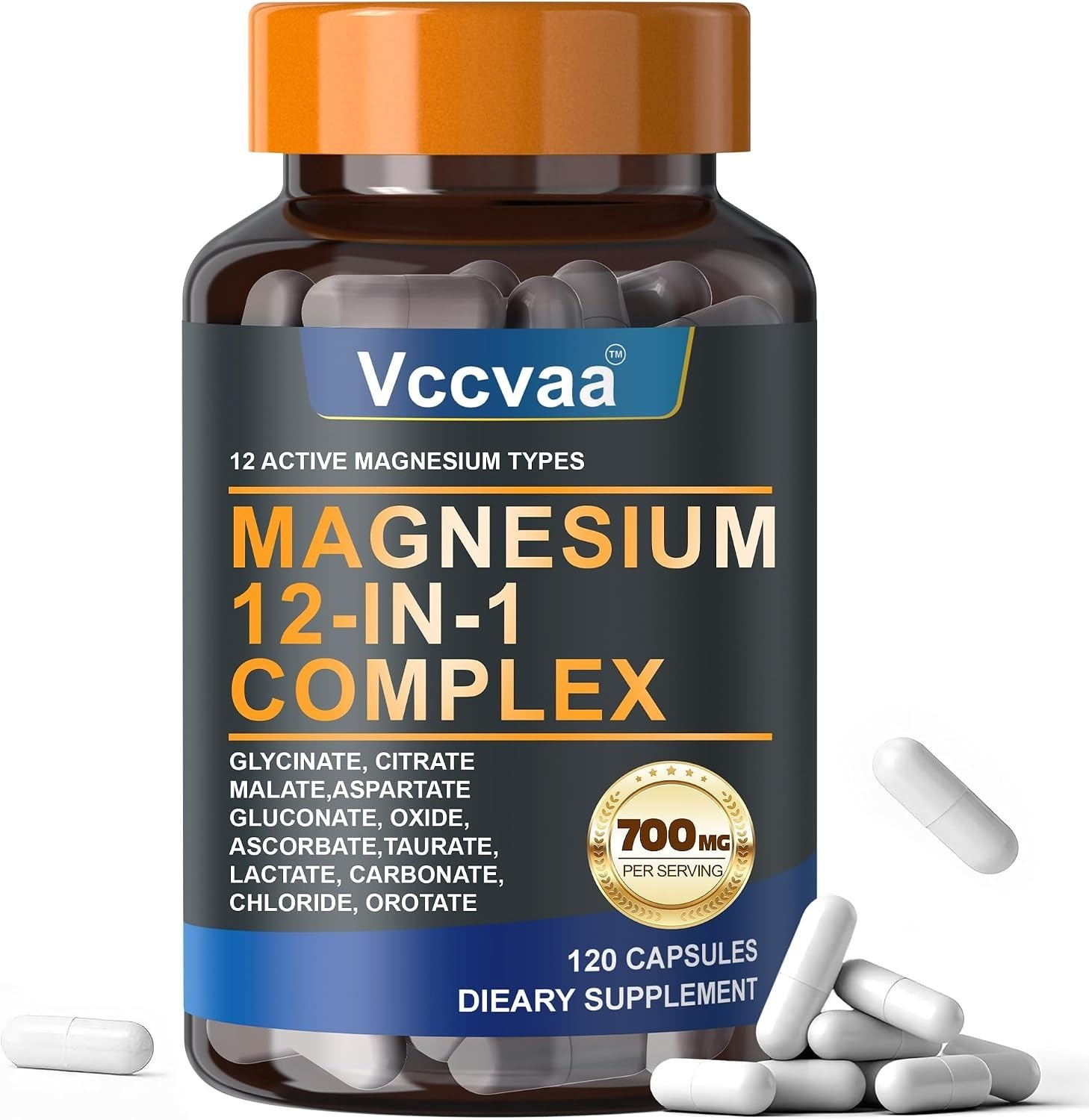 Puravita Magnesium Complex 700Mg 12 in 1 Magnesium Supplement with Glycinate, Ci