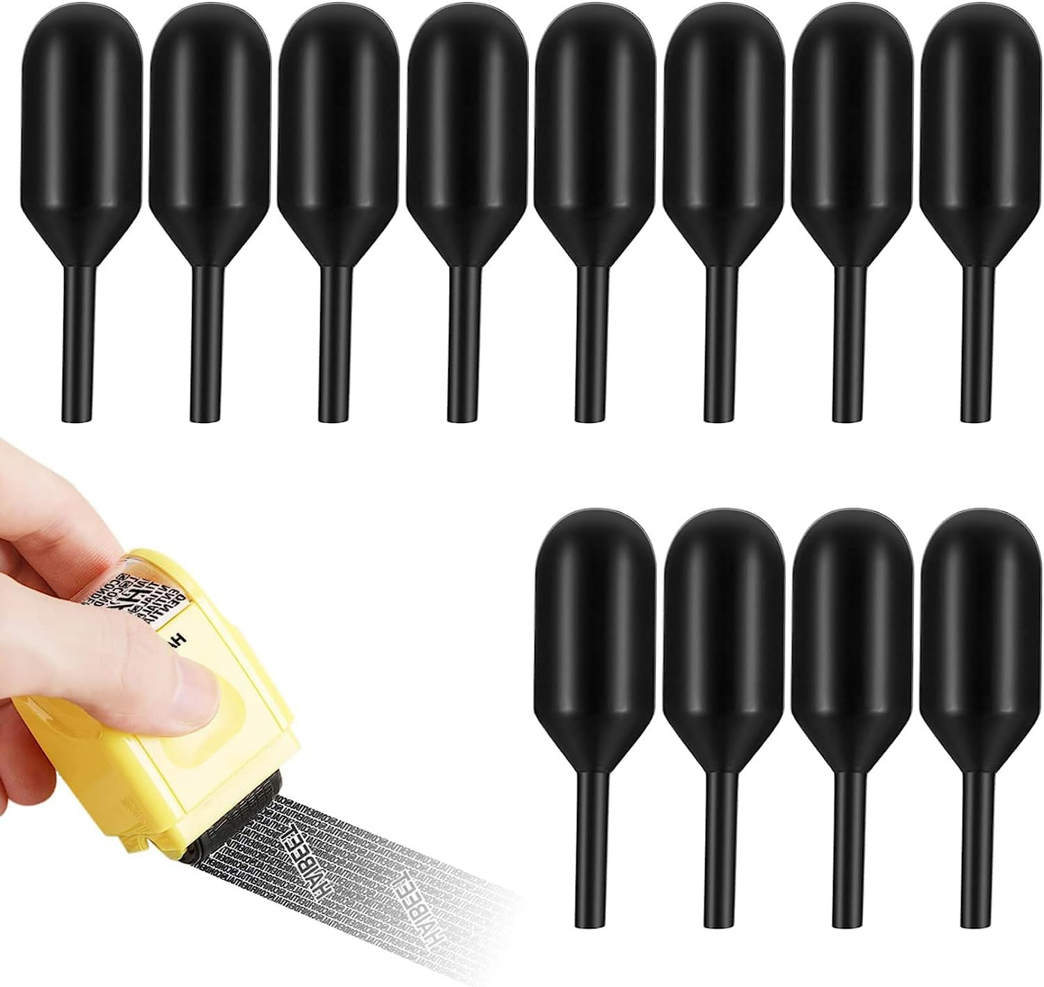 Identity Theft Protection Roller Stamps, 12 Pcs Black Replacement Rolling Ink Re