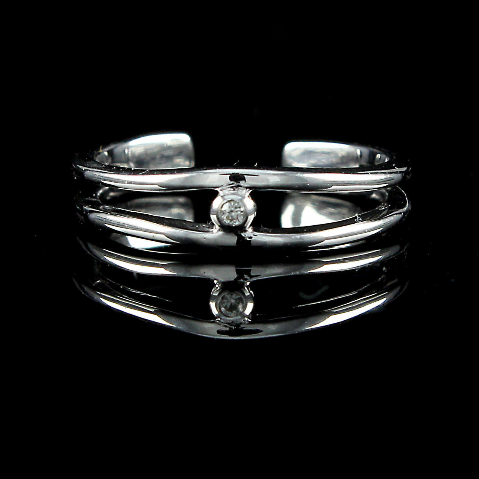 Round Cut Natural Diamond Solitaire Toe Ring 14K White Gold Plated Sterling