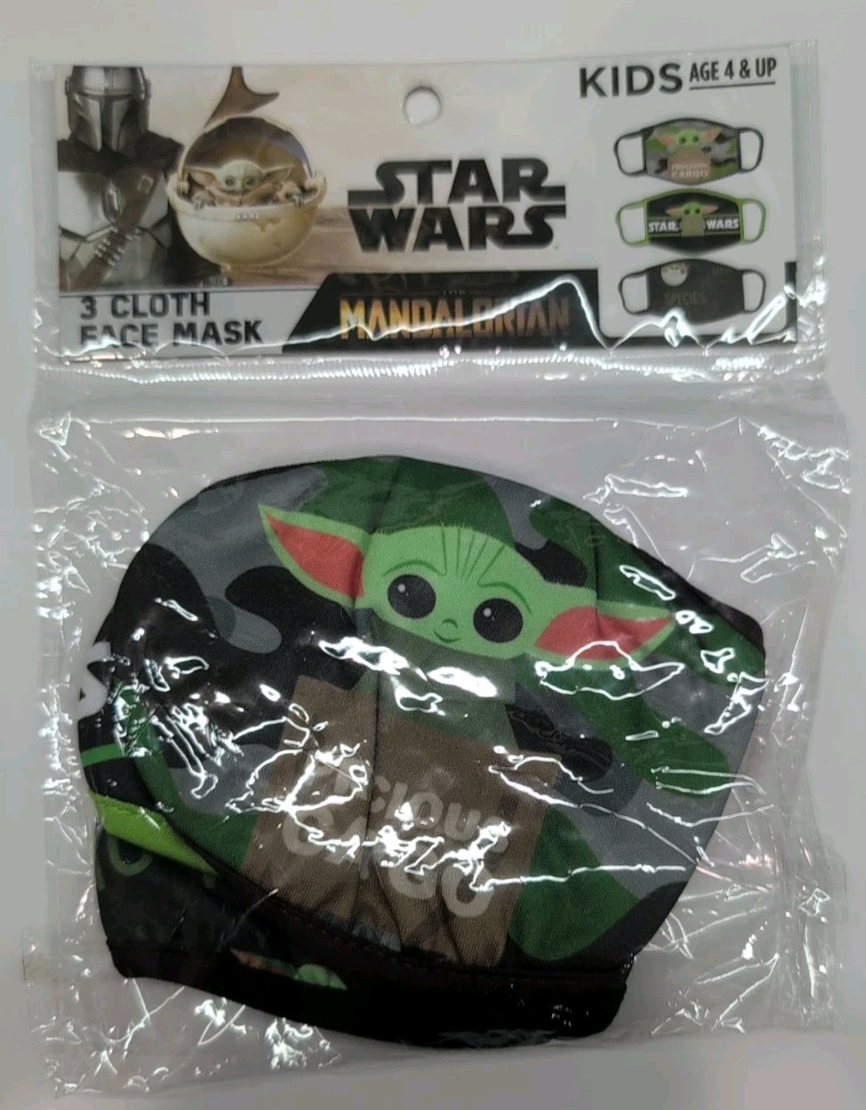 Baby Yoda GROGU Face Cover Mask - 3 Pack STAR WARS-Mandalorian - Size: Kids 4+