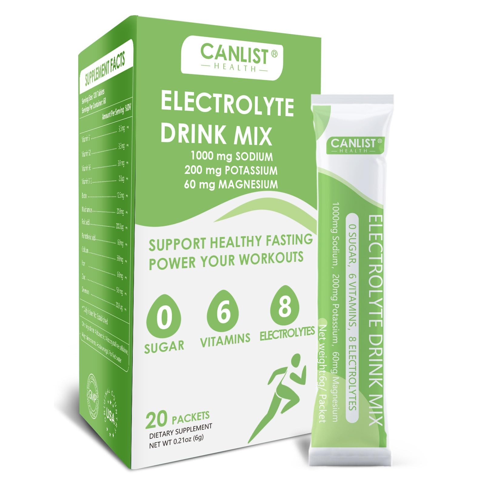 CANLIST Electrolyte Powder - Sugar Free Hydration Drink 4.2 Ounce (Pack of 1)