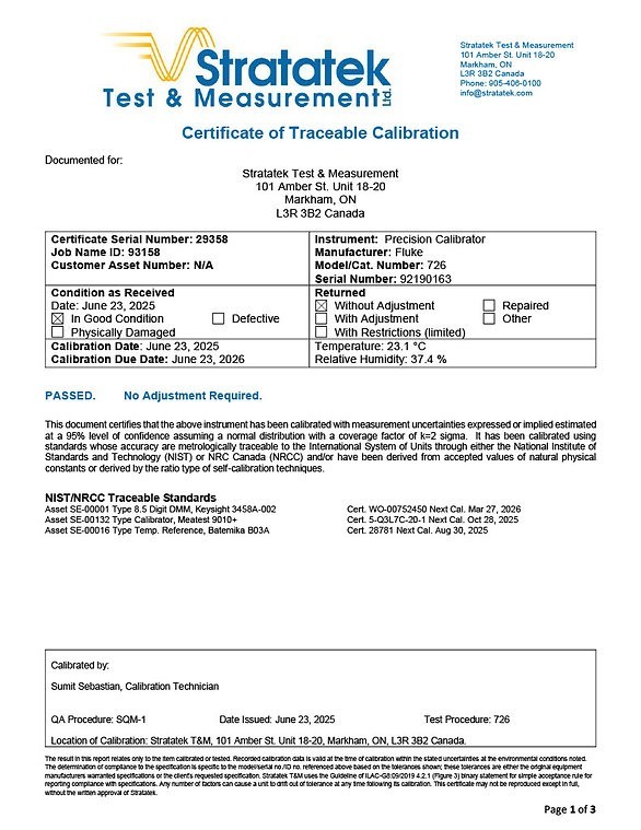 Fluke 726 Multifunction Process Precision Calibrator - NIST Calibrated with Data