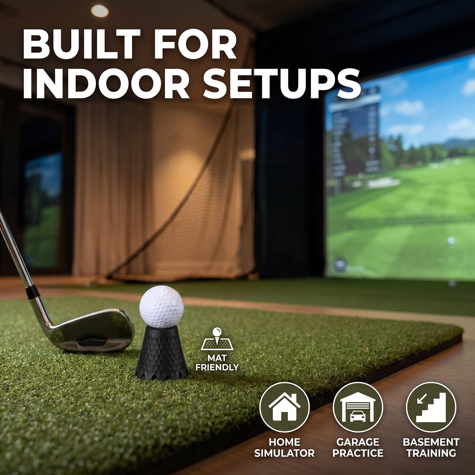 Plastic Golf Simulator Tees Indoor Practice Range Mat Accessories Height Set