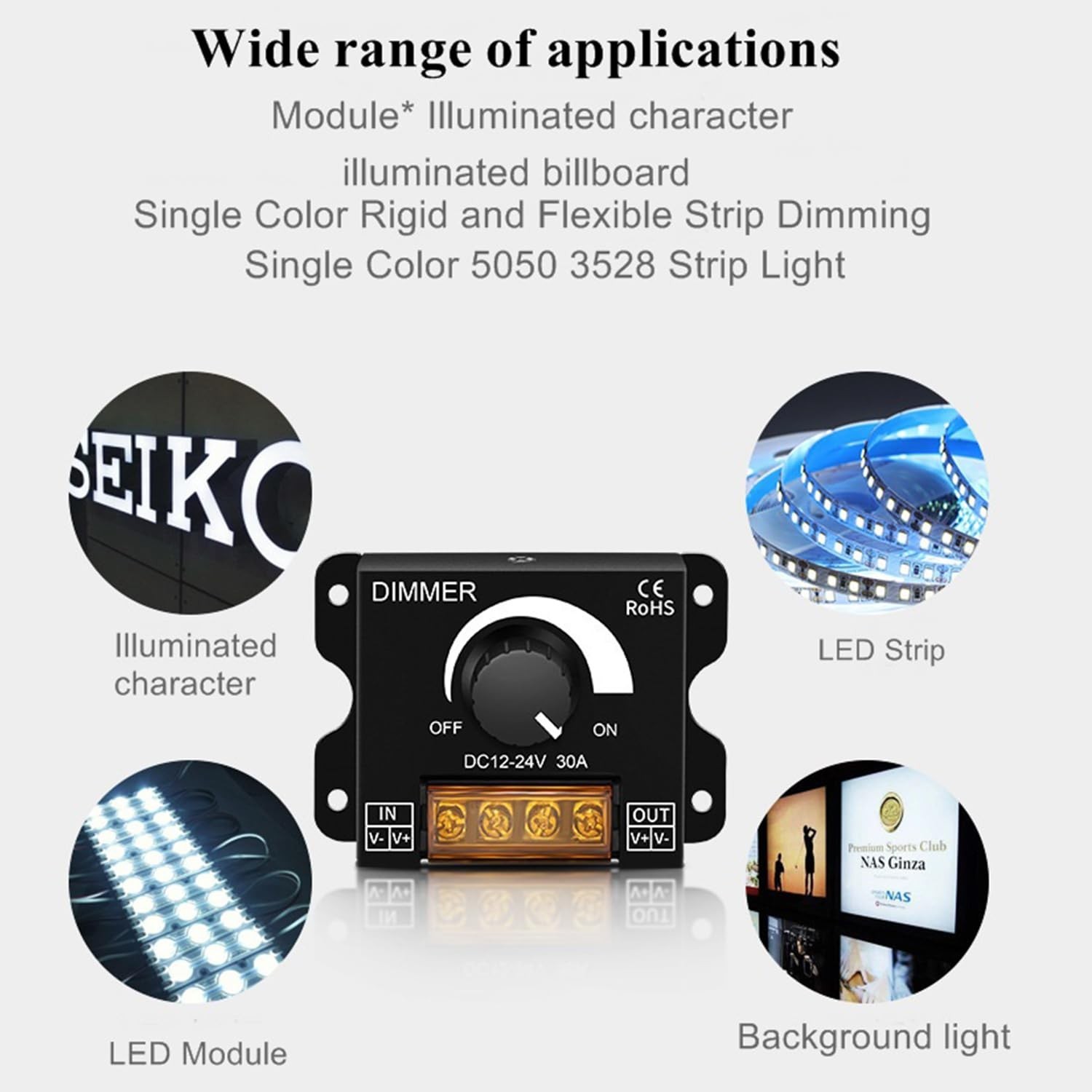 2Pack LED Dimmer Switch DC 12-24V 30A PWM Stepless Brightness Dimming Control...