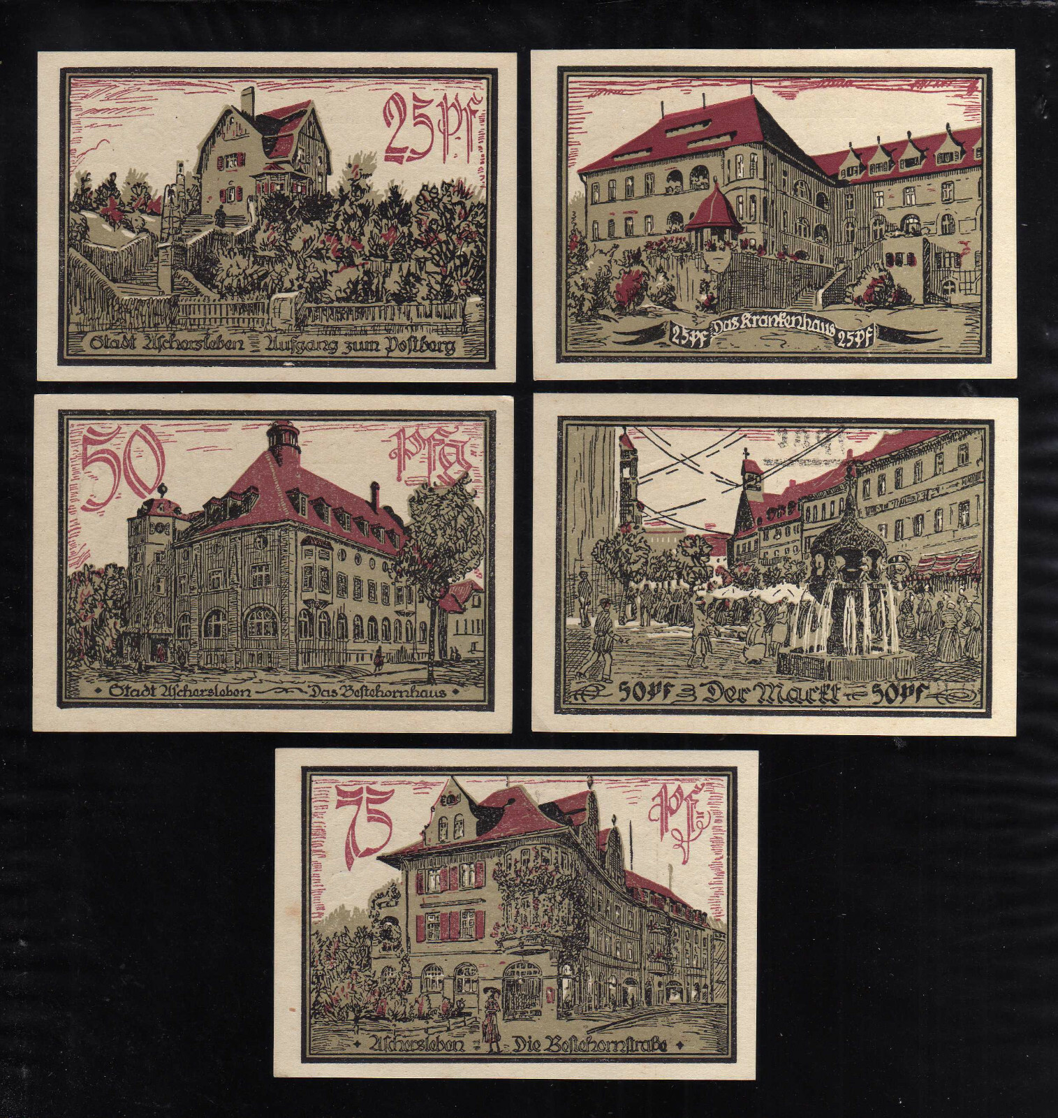 ASCHERSLEBEN - GERMANY NOTGELD -   2 x 25, 2 x 50, 75 PFENNIG