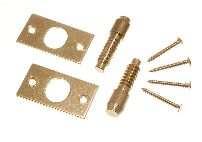 New 3 X Pairs Of Hinge Bolts Security Catch EB Brass Plated Steel + Screws - One