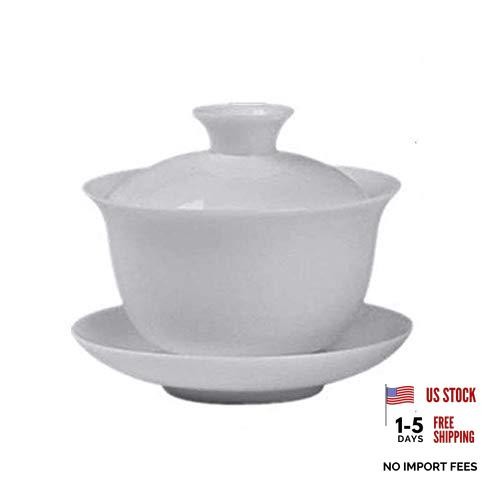 White Glaze Porcelain Teacup Kung Fu Set by Gaiwan - Office Teacups