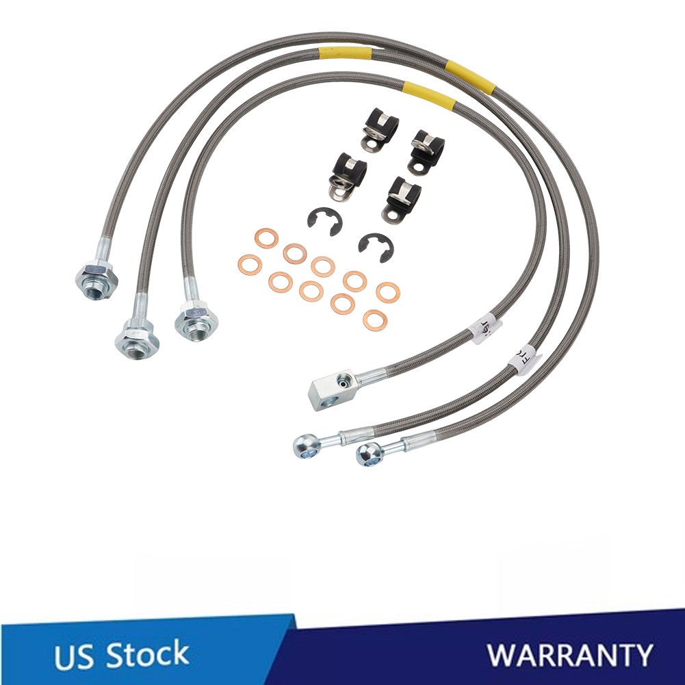 695770 Brake Lines Braided Steel For 2001-2003 Chevy GMC Silverado Sierra
