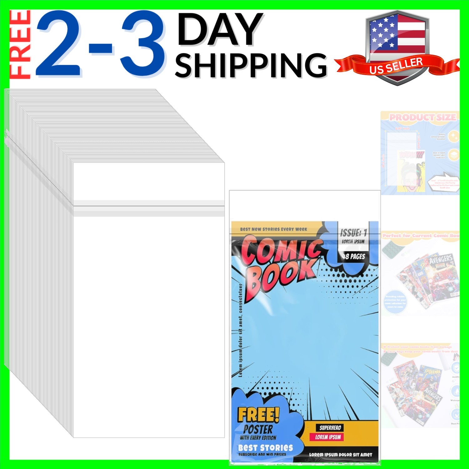 80 PCS Resealable Current/Modern Comic Book Bags,Thick Clear Plastic Sleeves ...