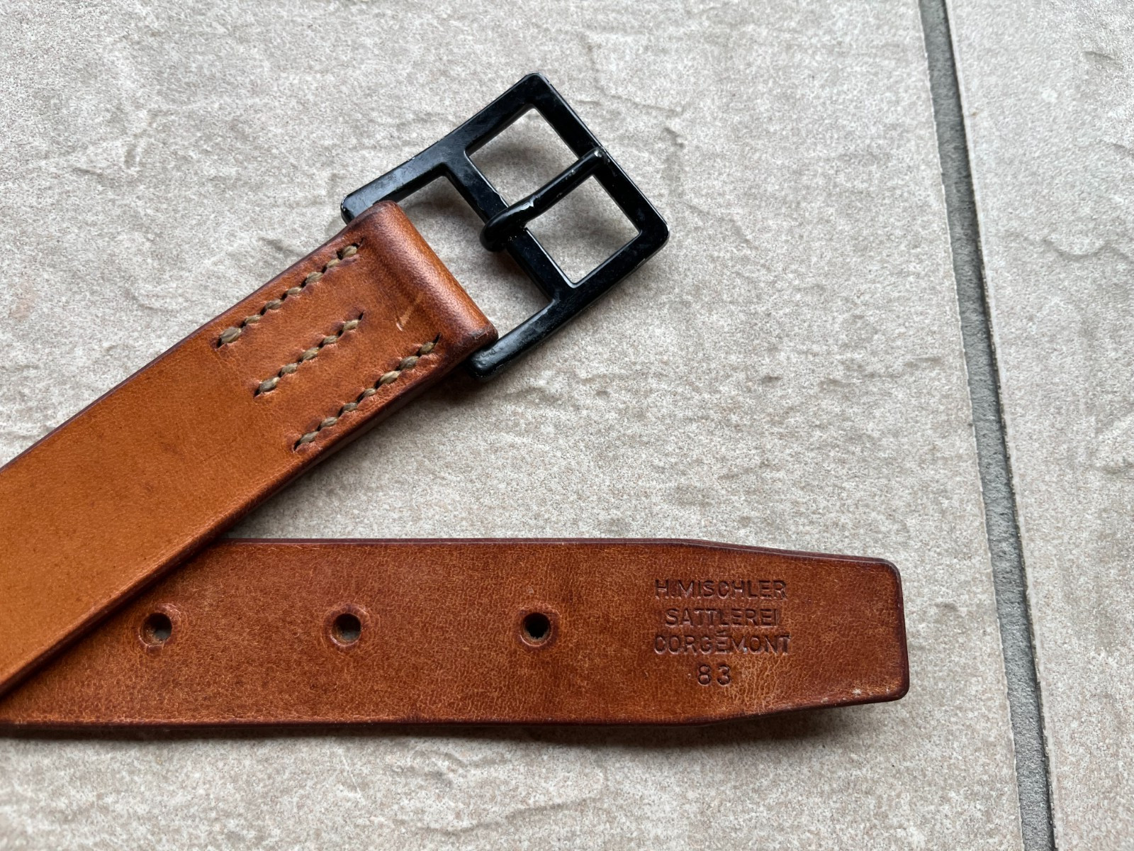Post WWII 1980s Swiss Army Leather Field & Dress Belt - 100cm Waist 30-34 (11)