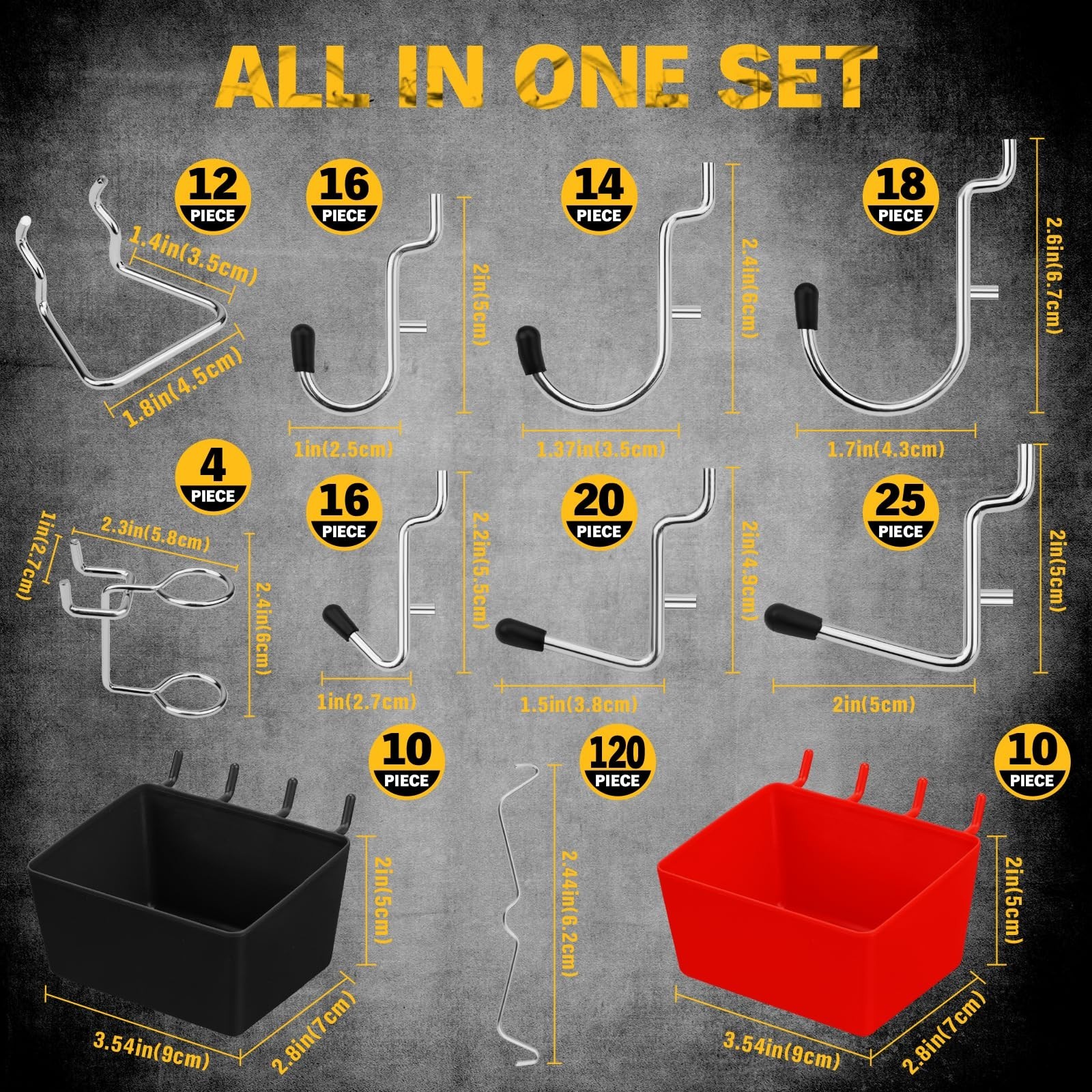 297 Piece Pegboard Hooks Kit, Peg Board Organizer Accessories with Bins for Orga