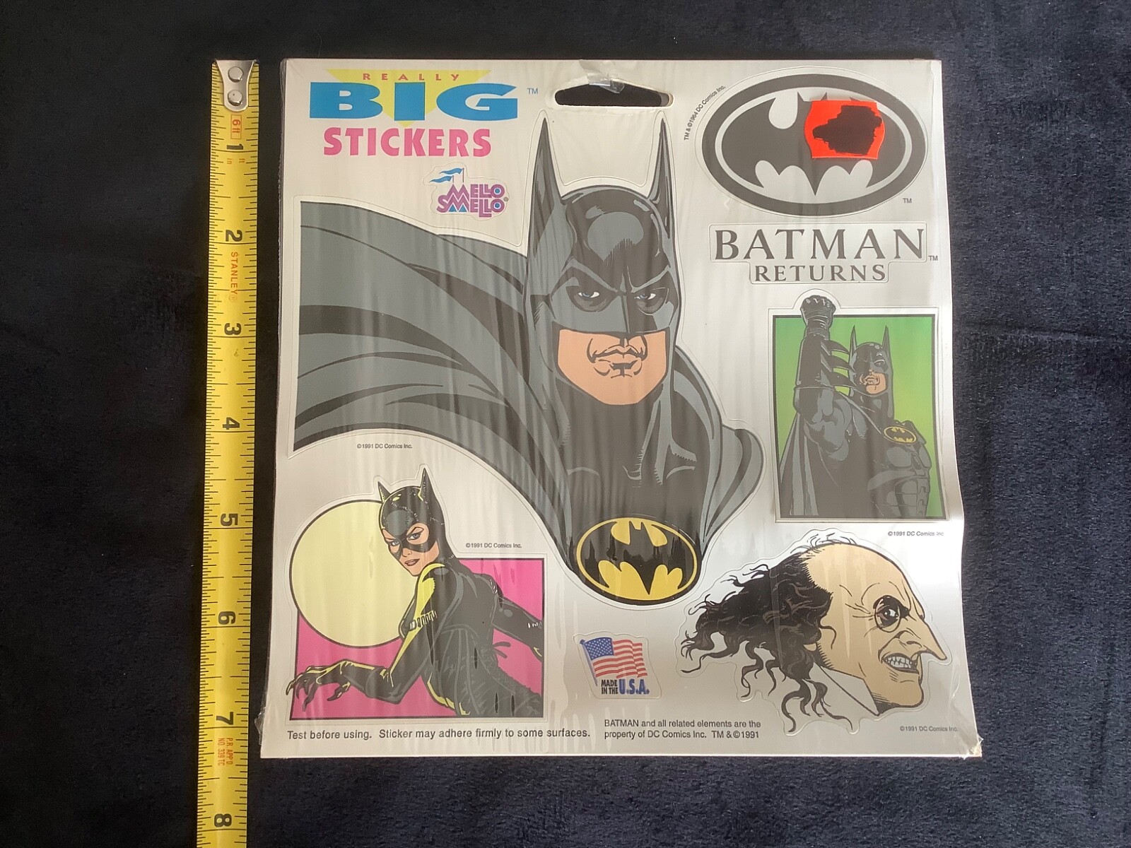 1991 Sealed BATMAN RETURNS Really Big Stickers Mello Smello DC Comics