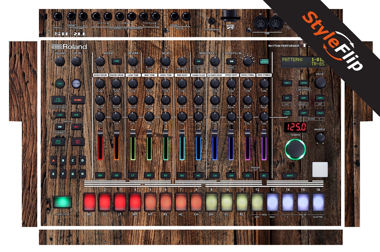 Roland TR-8S Rhythm Composer | Wood 3 | Protective Decal | StyleFlip Skins