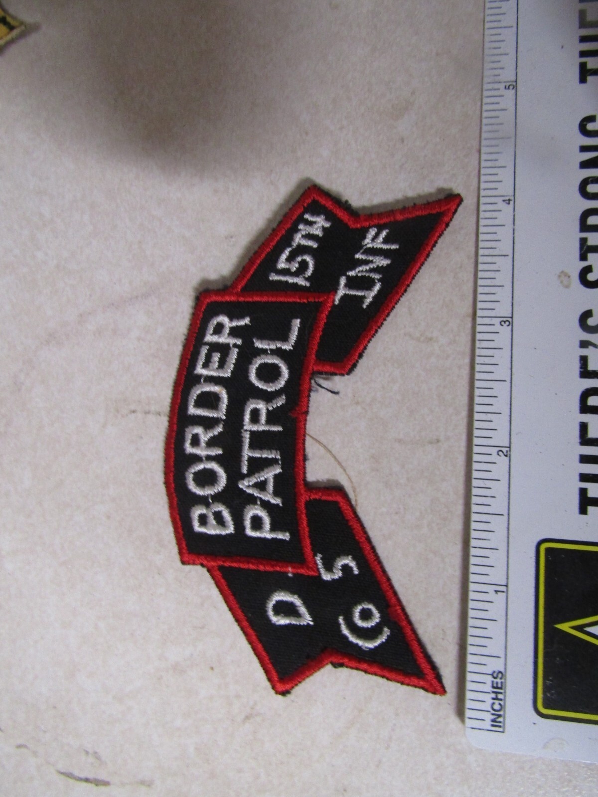 MILITARY PATCH SEW ON OLD VIETNAM ERA TAB D CO 5 15TH INFANTRY BORDER PATROL