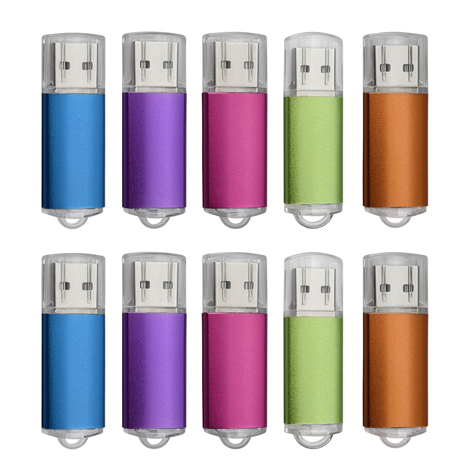 5 Pack USB2.0 Flash Drive Rectangle 1GB-32GB Blank Data Memory Stick Mixed Color