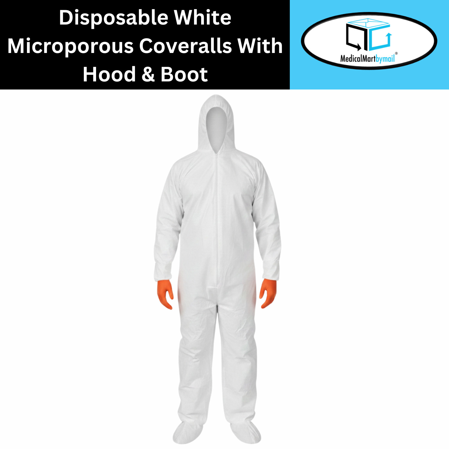 55G Microporous Coverall with Hood White Color, Size 3X-Large 50 Pieces