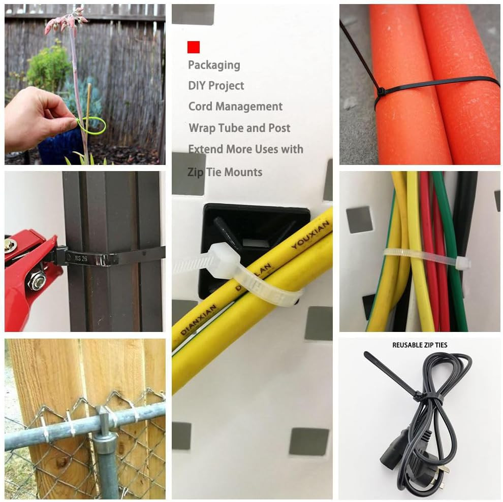 UV Protected Zip Ties 12 Inch (100 Pack) Self Locking Strong Plastic Wire Ties 1