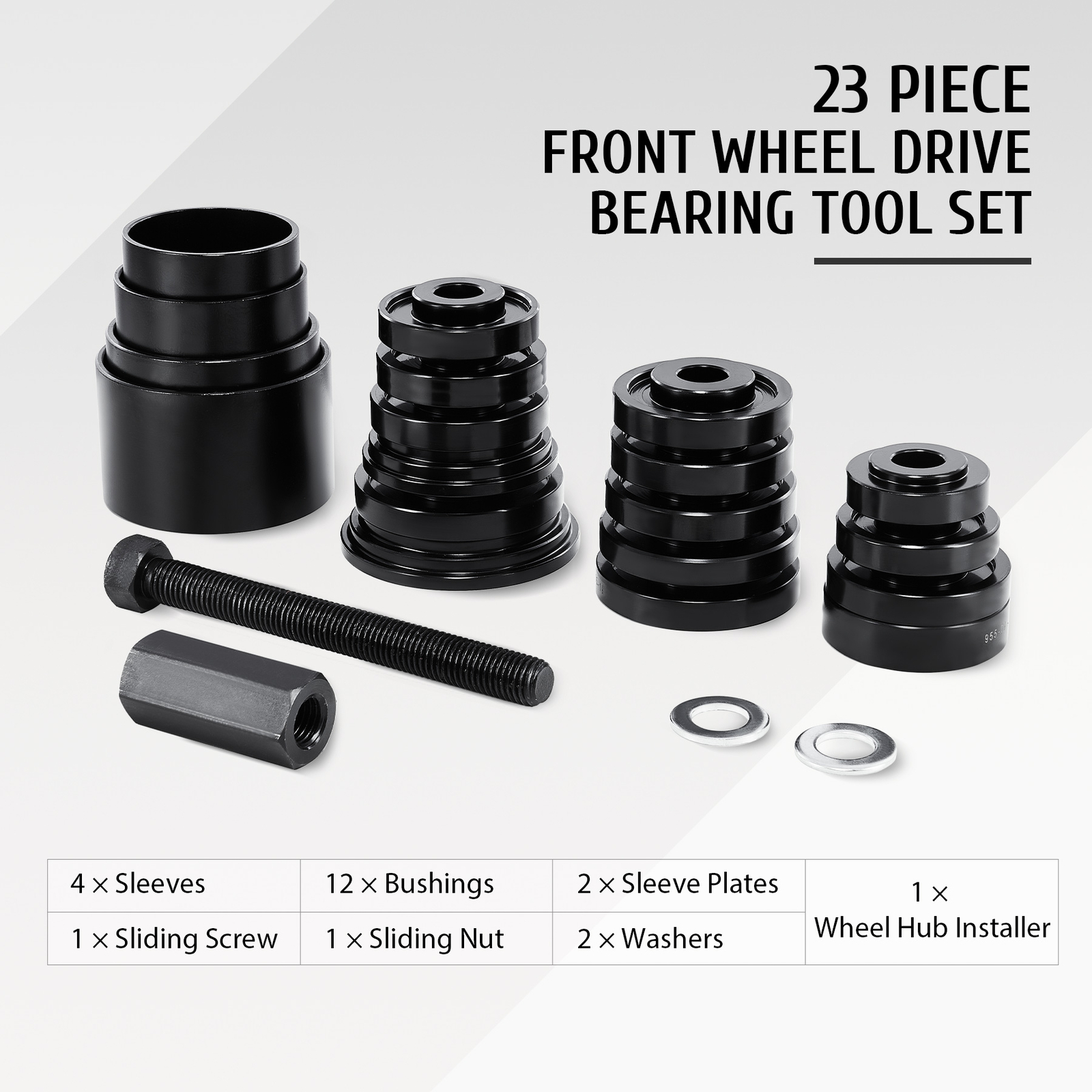 23pcs FWD Front Wheel Bearing Press Kit Removal Adapter Puller Pulley Tool Case