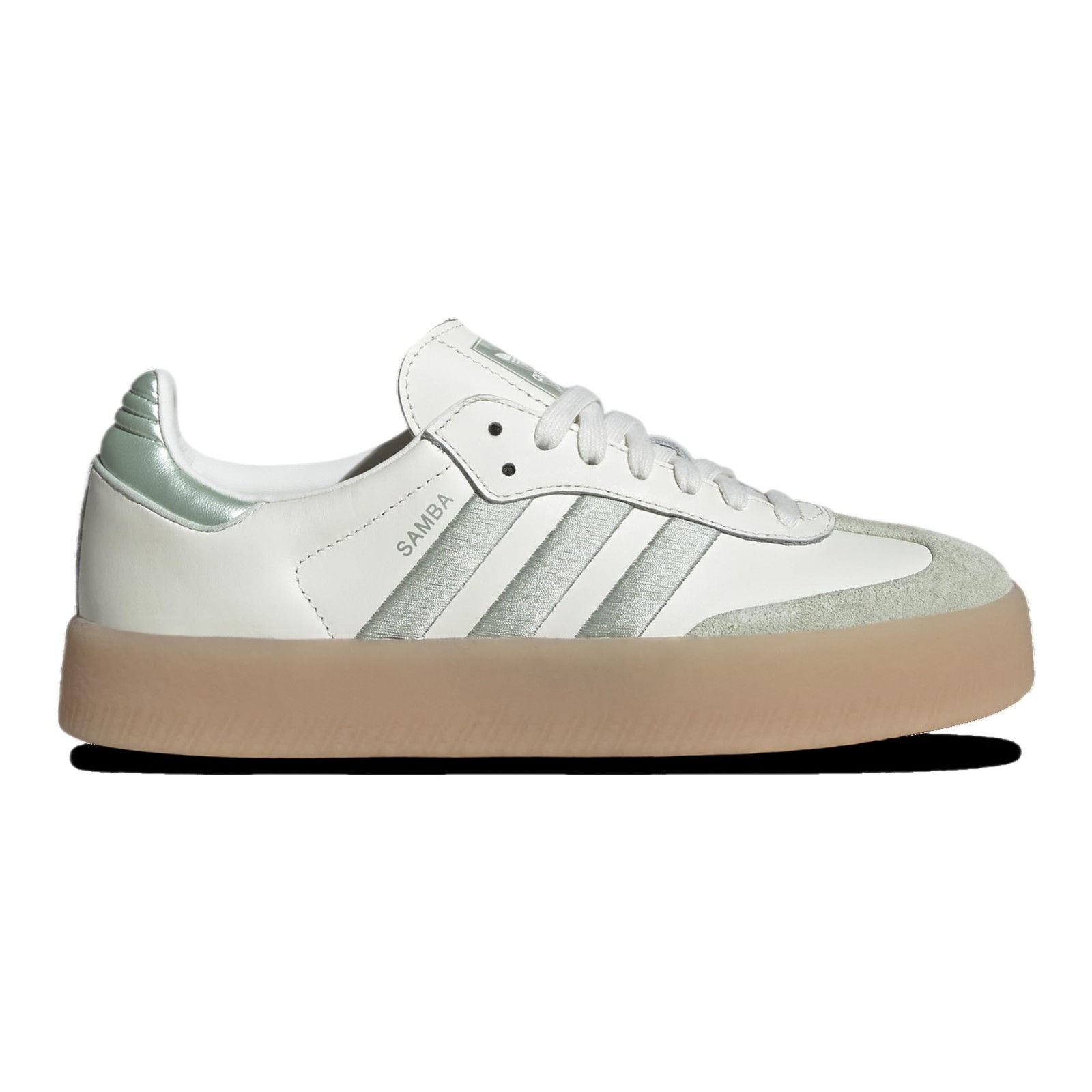 Adidas Originals Sambae Womens Retro Leather Casual SneakerWhite Green Metallic