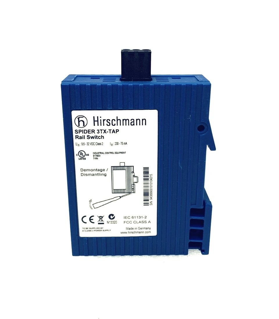 HIRSCHMANN SPIDER 3TX-TAP RAIL SWITCH NEW/UNUSED SURPLUS