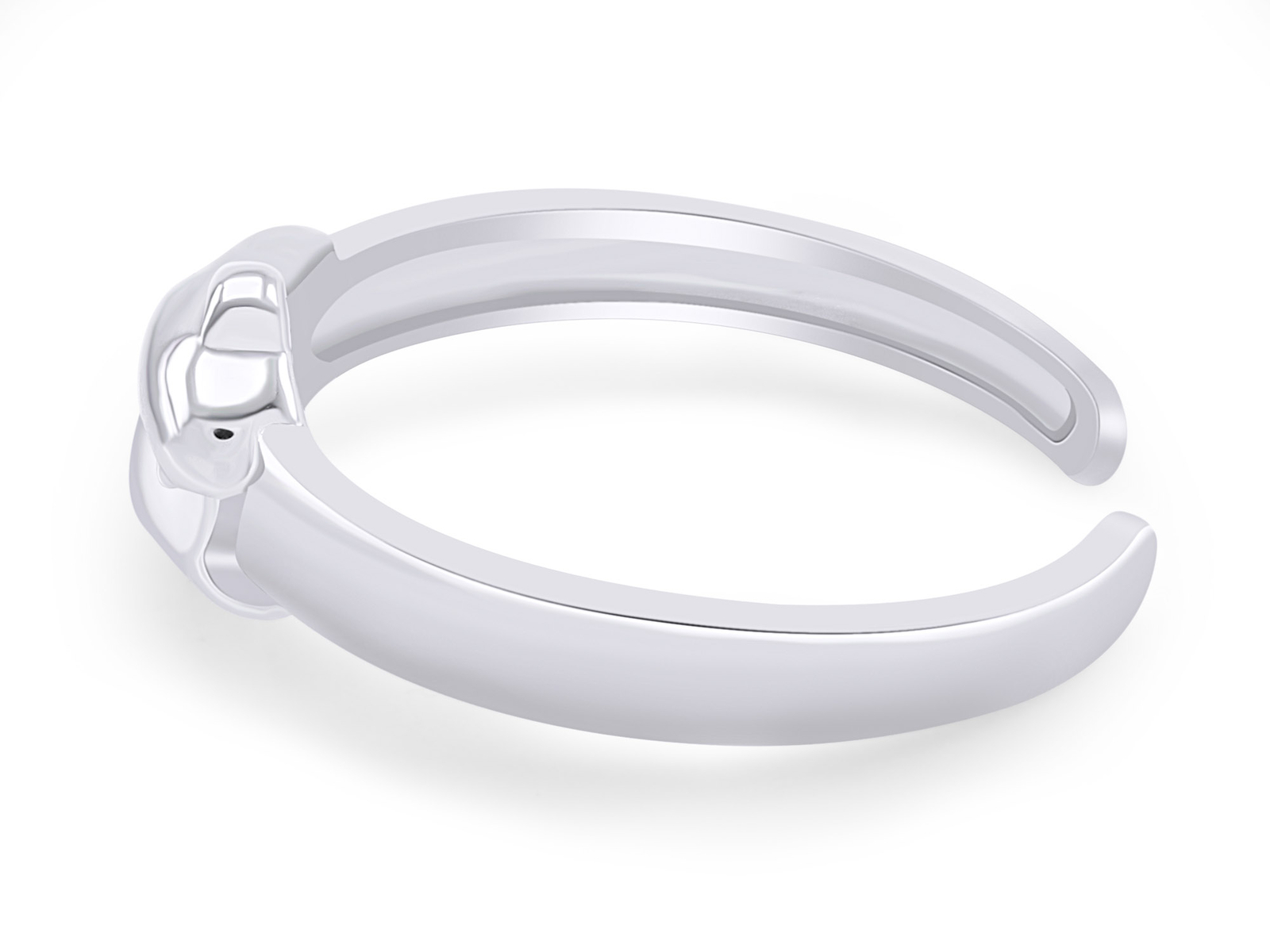 Dolphin Adjustable Toe Ring In 14K White Gold Plated Sterling Silver