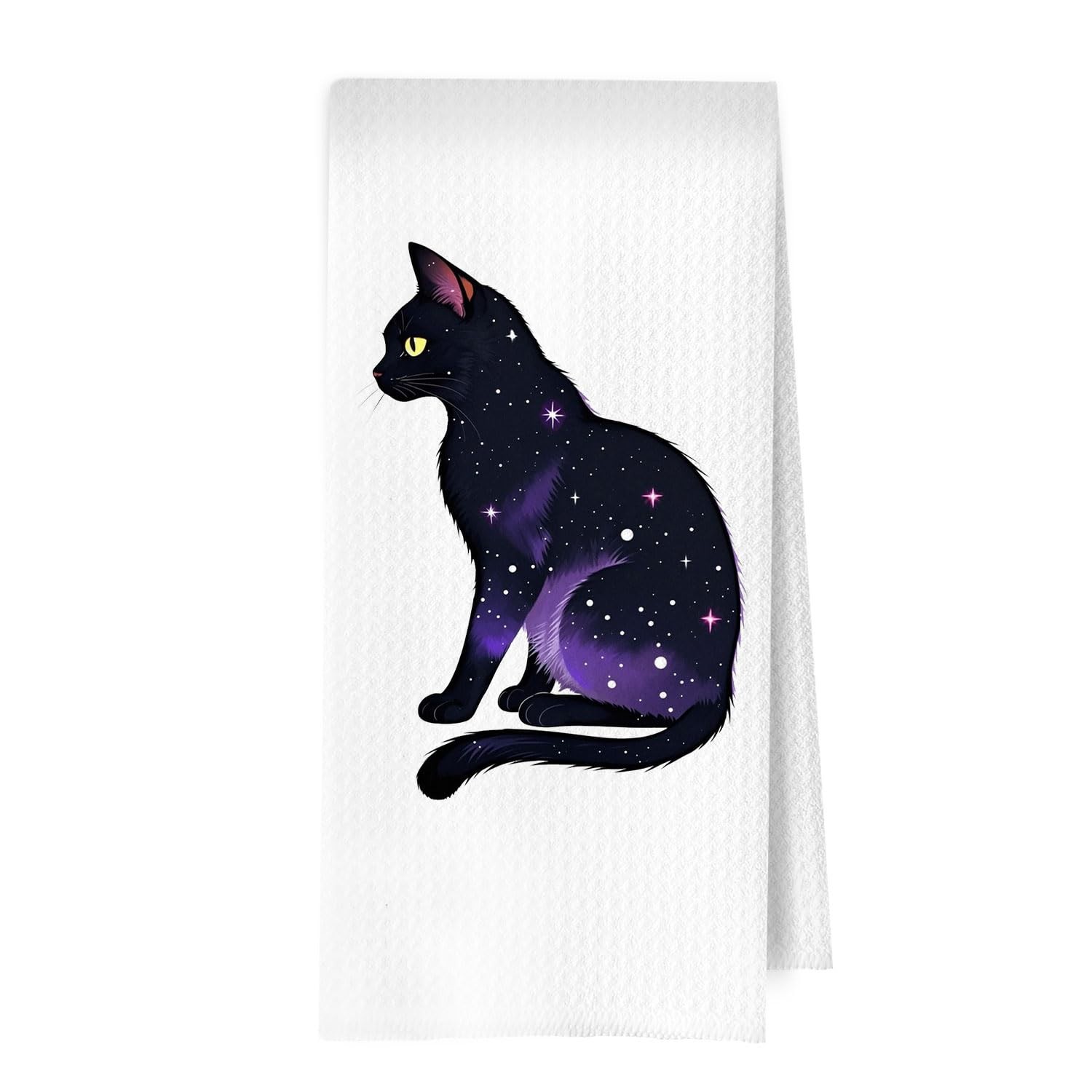 ERYBHKRTYH Witchy Cat Kitchen Towels - Celestial Bathroom Decor, Black Cat Gifts