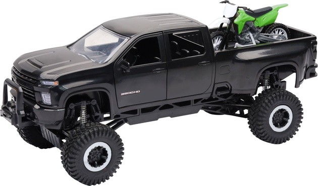 New Ray Toys 1:32 Scale Chevy 3500HD Offroad Pickup With Dirt Bike