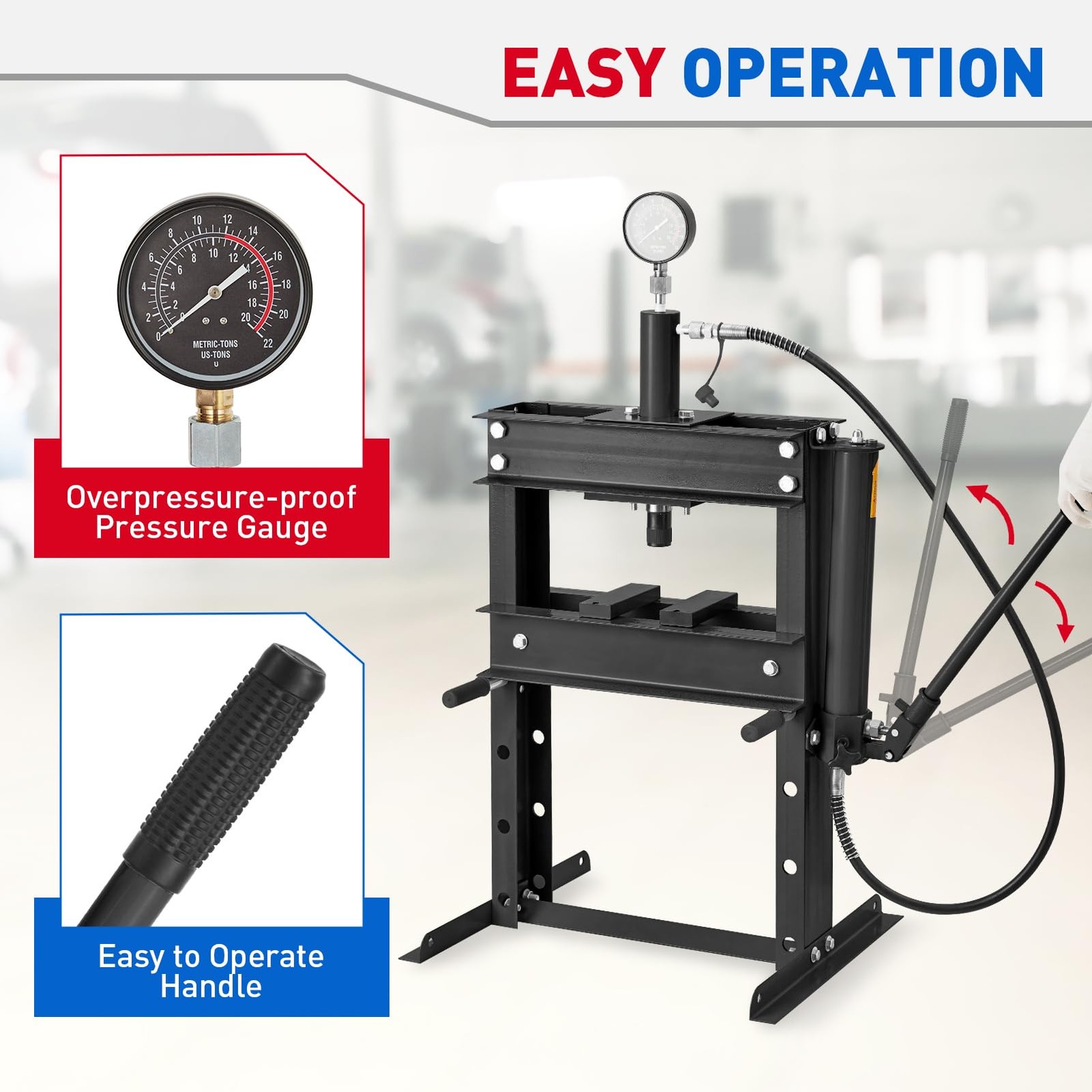 ✨Hydraulic Press 10Ton,Heavy Duty h-Frame Garage Hydraulic Shop Press,Worktable