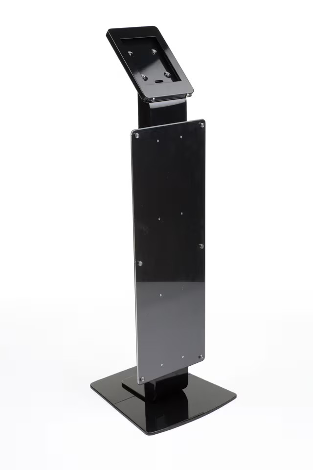 Navigator Series iPad Floor Stand w/ Locking Enclosure & Poster Holder - Black